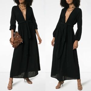 MARA HOFFMAN SWIM Black Gauze Luna Maxi Cover Up Beach Dress Size Small